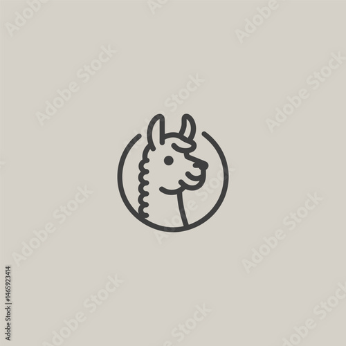 Llama logo in smooth and elegant line art style.