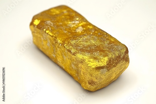 Rough Gold Nugget Isolated on White Background