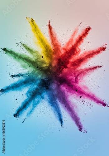 Colorful Powder Explosion on Light Background