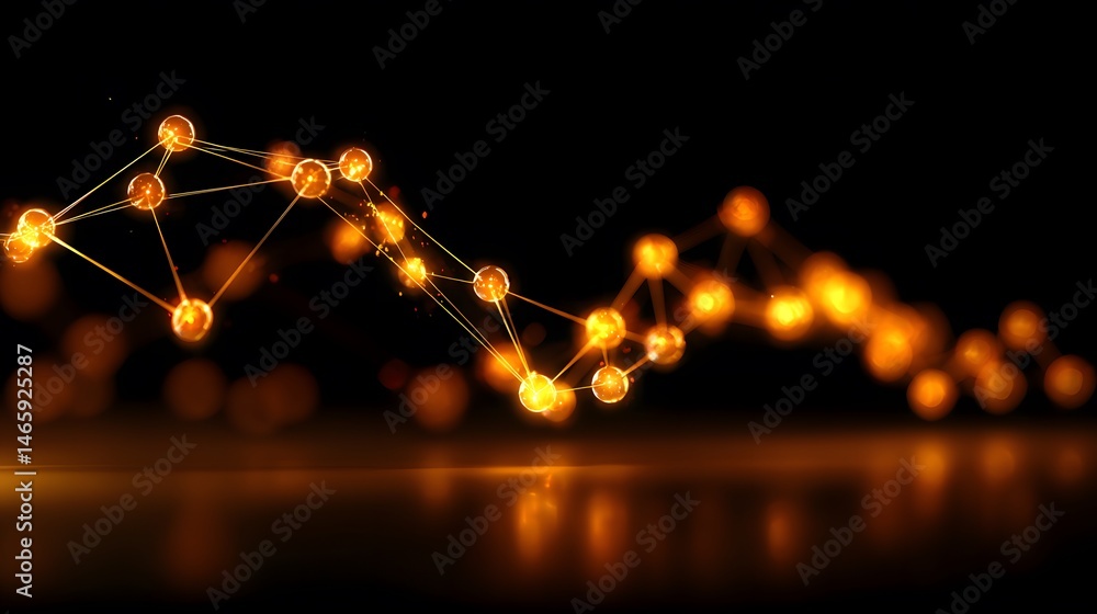 Conceptual visualization of a descending graph line composed of glowing insulin molecular structures on a clean medical background, symbolizing decline in hormone levels or metabolic imbalance
