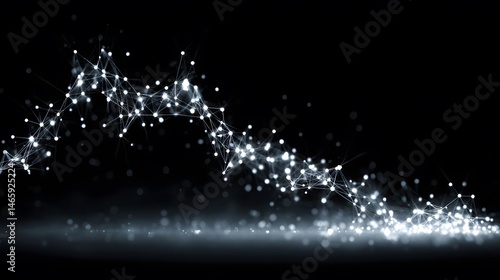Obraz na płótnie Conceptual visualization of a descending graph line composed of glowing insulin molecular structures on a clean medical background, symbolizing decline in hormone levels or metabolic imbalance w salonie