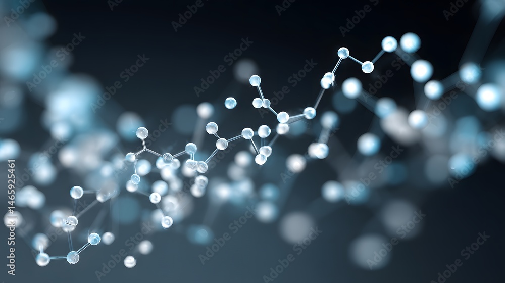 Conceptual visualization of a descending graph line composed of glowing insulin molecular structures on a clean medical background, symbolizing decline in hormone levels or metabolic imbalance