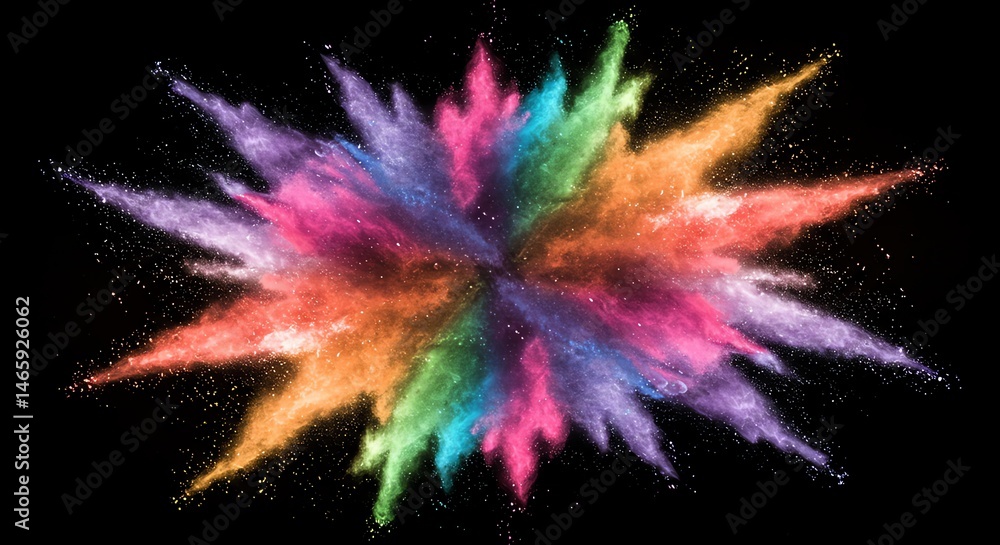 Colorful Powder Explosion on Black Background