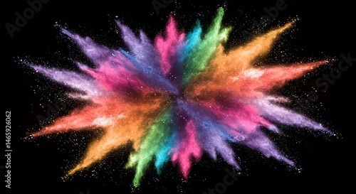 Obraz na płótnie Colorful Powder Explosion on Black Background w salonie