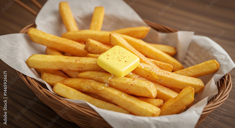 French Fries with Butter in Basket