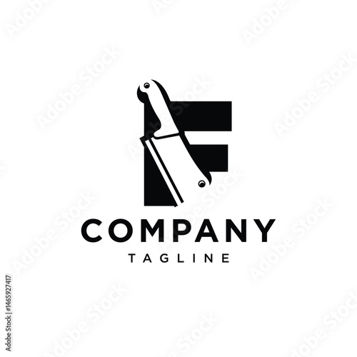 Letter F Cleaver Knife Logo Icon Vector