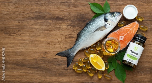Obraz na płótnie Fish and Omega 3 Supplements w salonie