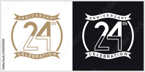 anniversary 24th logotype vector with brown and white color for special celebration day