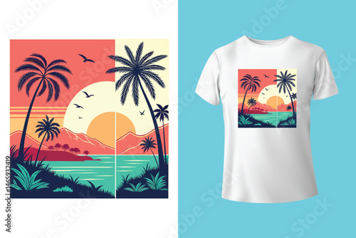 Stylish Surfing Wave Vector for Summer T-Shirts and Beachwear Prints