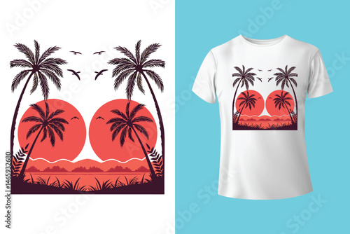 Stylish Surfing Wave Vector for Summer T-Shirts and Beachwear Prints
