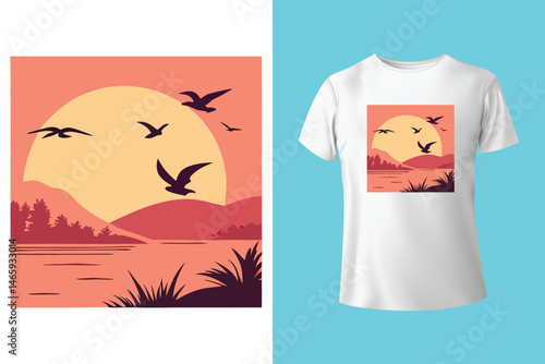 Stylish Surfing Wave Vector for Summer T-Shirts and Beachwear Prints