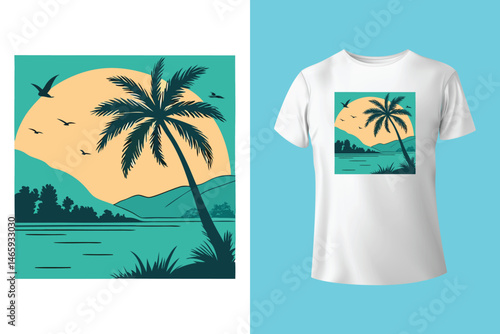 Stylish Surfing Wave Vector for Summer T-Shirts and Beachwear Prints