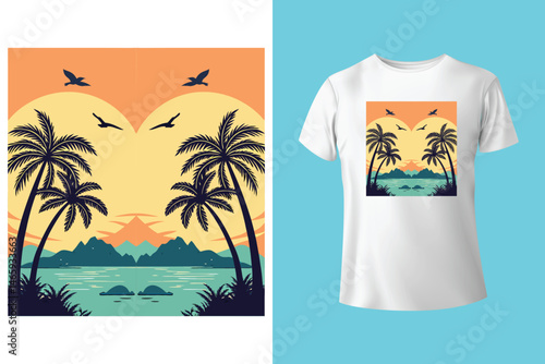 Stylish Surfing Wave Vector for Summer T-Shirts and Beachwear Prints