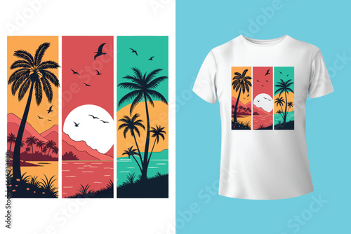 Stylish Surfing Wave Vector for Summer T-Shirts and Beachwear Prints