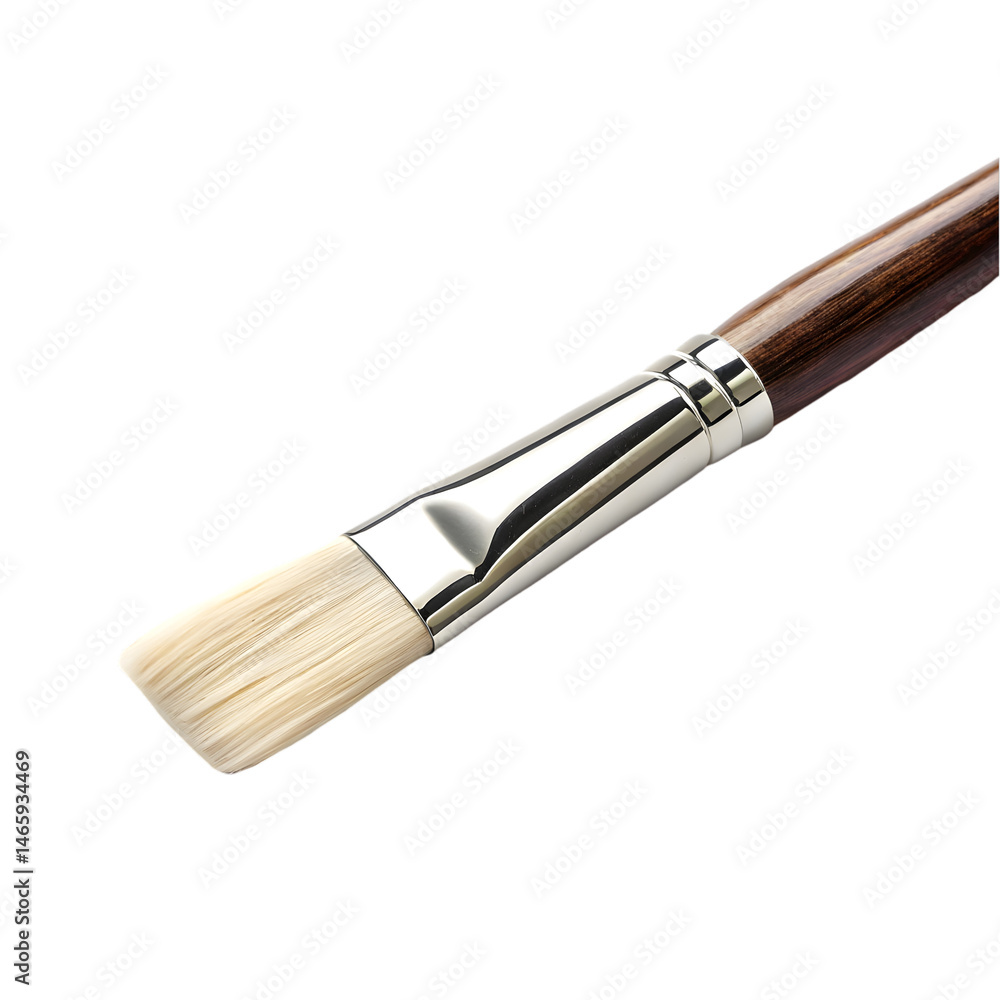 High-Quality Flat Paint Brush with Wooden Handle on transparent background High-Quality Flat Paint Brush with Wooden Handle on transparent background