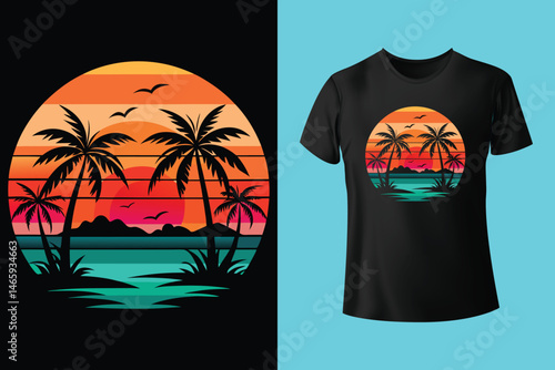 Stylish Surfing Wave Vector for Summer T-Shirts and Beachwear Prints