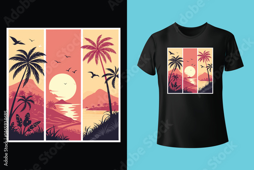 Stylish Surfing Wave Vector for Summer T-Shirts and Beachwear Prints