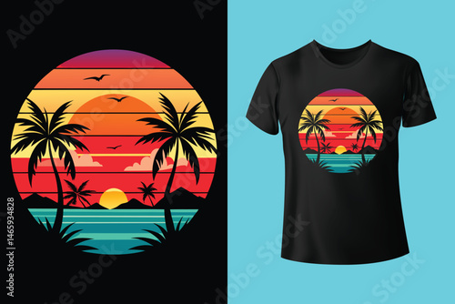 Stylish Surfing Wave Vector for Summer T-Shirts and Beachwear Prints