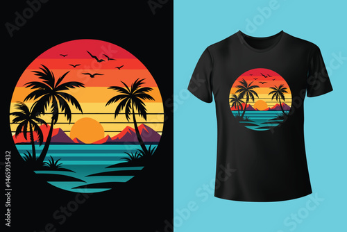 Stylish Surfing Wave Vector for Summer T-Shirts and Beachwear Prints