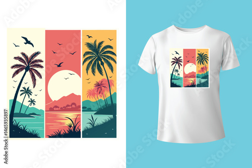 Stylish Surfing Wave Vector for Summer T-Shirts and Beachwear Prints