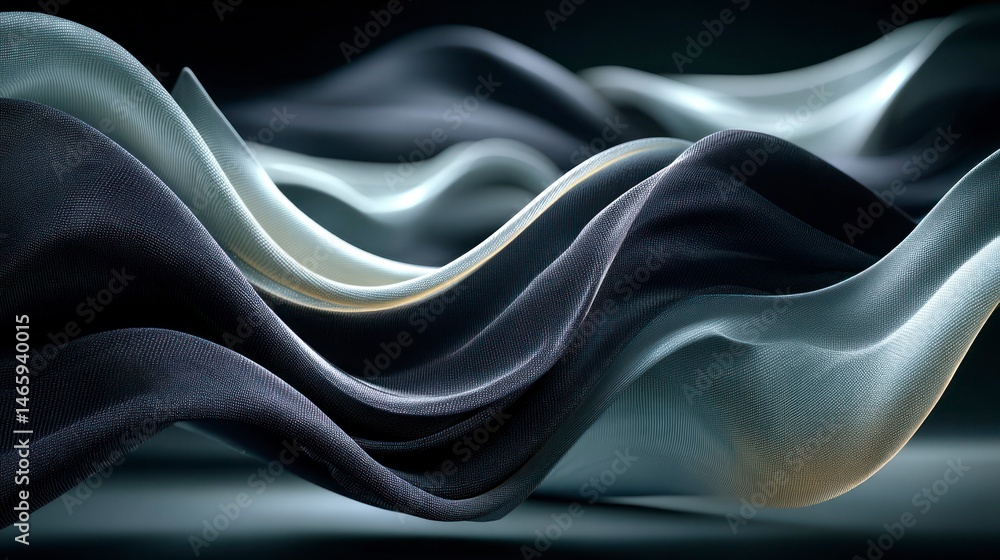 Obraz premium Elegant Flowing Fabric Waves in Monochrome Abstract Textile Design for Luxury and Modern Aesth