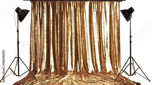Gold Sequins Photography Backdrop with Lights