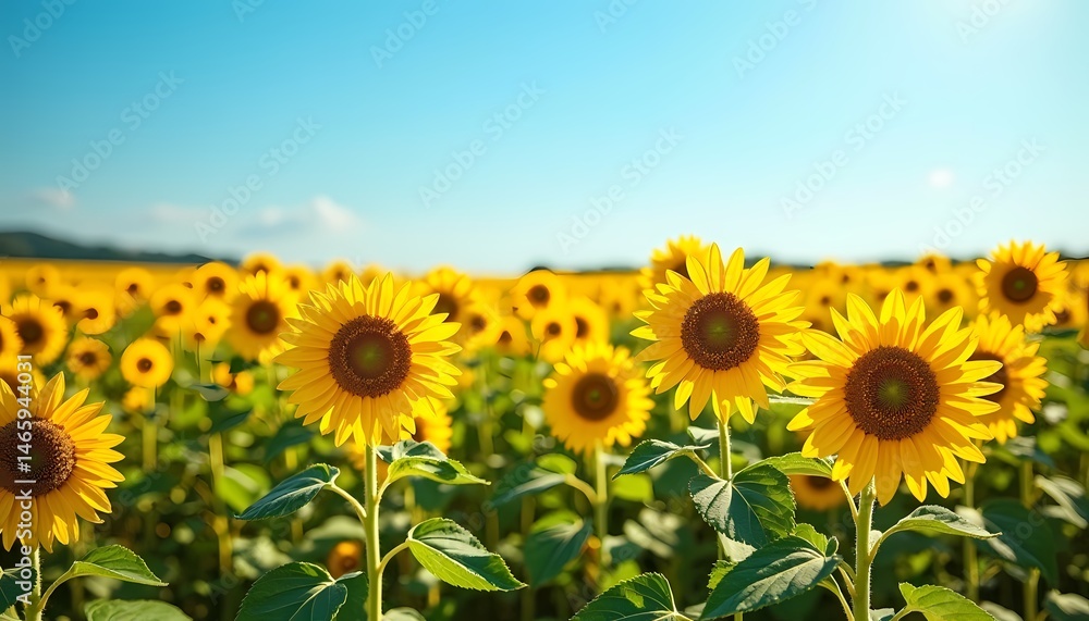 Fototapeta premium Sunflower Field Under Blue Sky