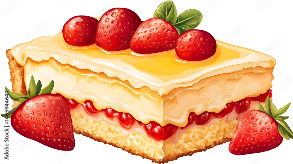 Delicious Strawberry Layered Cake with Creamy Filling and Fresh Berries On Top Delicious Strawberry Layered Cake with Creamy Filling and Fresh Berries On Top