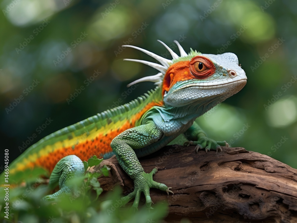 Fototapeta premium Sunbathing Green Iguana by the New River in Belize