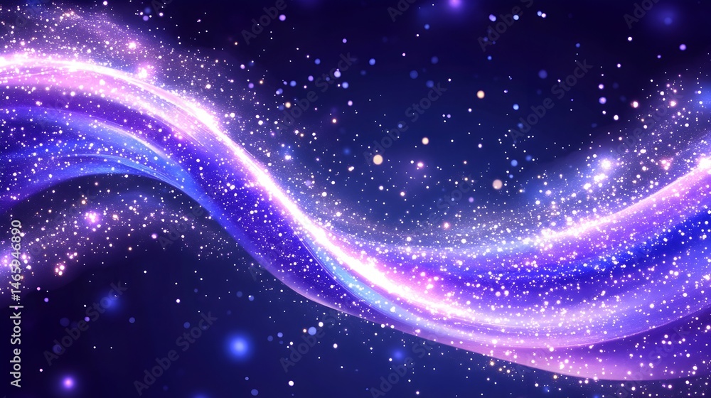 A vibrant, swirling wave of light and sparkles against a dark, starry backdrop A vibrant, swirling wave of light and sparkles against a dark, starry backdrop