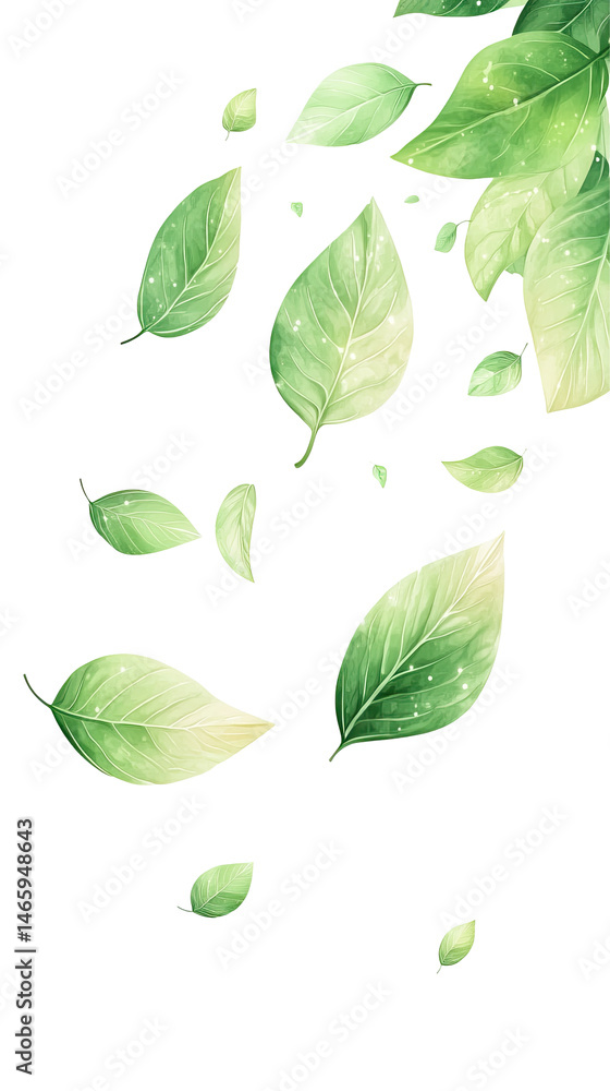 Obraz premium Falling green leaves graphic