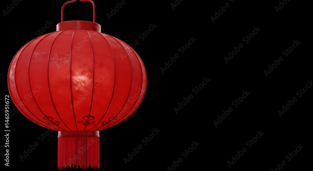 Obraz premium Red Lantern Decoration on Black Background
