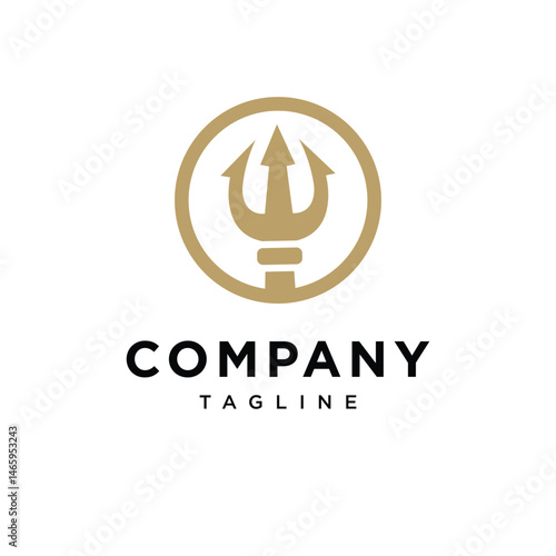 Circle Trident Icon Logo Vector