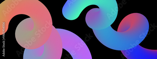 Abstract colorful shapes on a black background suitable for modern and creative design projects, backgrounds, digital art, and artistic concepts.