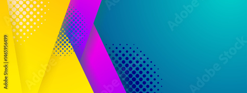 Colorful abstract design with a blue, yellow, and purple background; suitable for backgrounds, posters, digital art, website design, and print media.