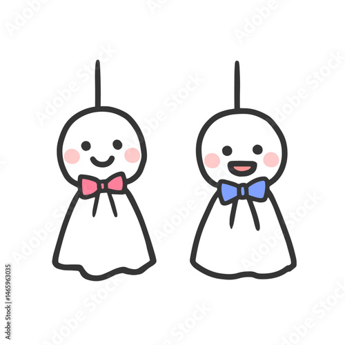 2つのてるてる坊主のイラスト