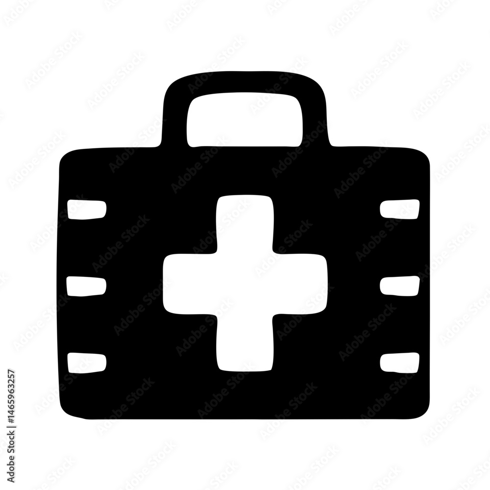 Obraz premium office first aid kit vector silhouette icon - ideal for business, office, or remote work graphics.
