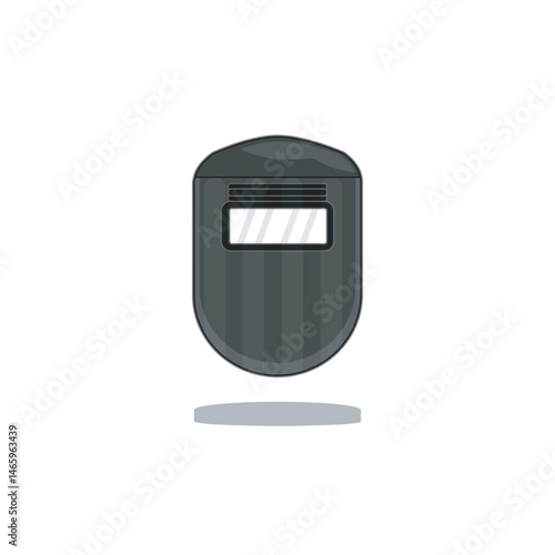Flat vector icon of welding face shield—ideal for industrial safety signs, manuals, and PPE illustrations in manufacturing or fabrication environments.