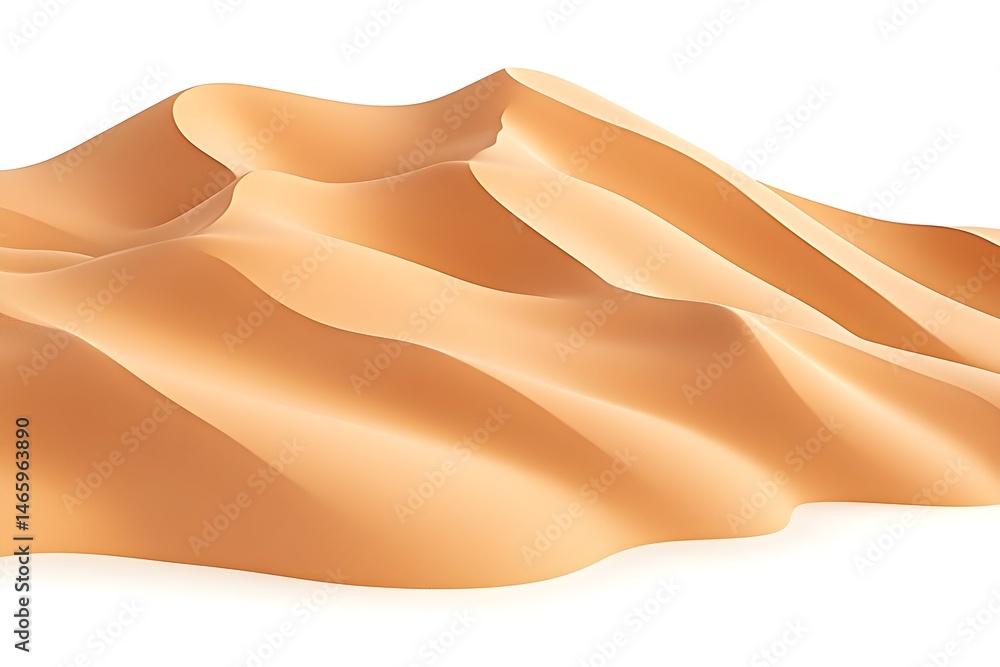 Undulating sand dunes, smooth texture, light beige color, isolated on white background. Evokes arid landscape Undulating sand dunes, smooth texture, light beige color, isolated on white background. Evokes arid landscape