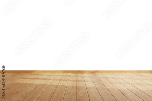 Natural wood flooring with soft lighting– 3D PNG on transparent background