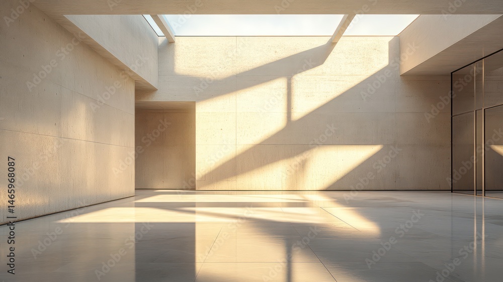 Obraz premium Empty modern interior with sunlight