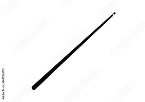Pool stick silhouette. This image shows a silhouette of a person playing pool, focusing on the cue stick and the player's posture. Vector clipart illustration design.