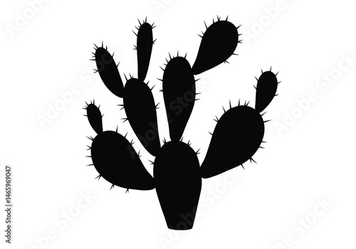 Nopal silhouette. This image shows a design of a nopal cactus silhouette, also known as prickly pear cactus. Vector clipart illustration design.