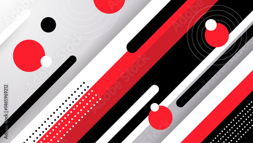 Abstract geometric pattern in red, black, and white; suitable for backgrounds, prints, textiles, and modern design projects. Bold and eyecatching.