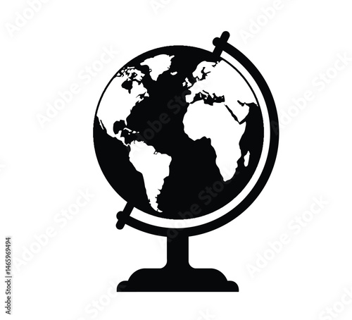 World globe silhouette. This image shows a silhouette of a world globe, representing Earth, geography, and global connectivity. Vector clipart illustration design.