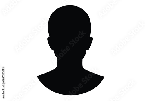 Head and shoulder silhouette. This image shows a silhouette of a human head and shoulders, representing a person�s upper body and facial profile. Vector clipart illustration design.