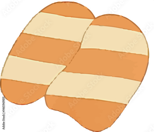 A striped beach towel with alternating orange and cream-colored stripes. The towel has a soft, relaxed design perfect for beachside lounging or as a vibrant accessory for summer vacations