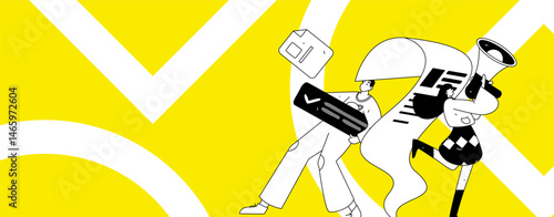 Personnel doing job interview flat vector concept operation hand drawn illustration
