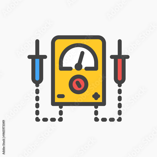 Design Illustration graphic of Voltage Meter icon with colored outline style. Suitable for UI, mobile design, web design, etc.