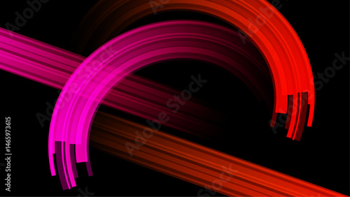 Red and pink abstract lines on a black background. Suitable for vibrant backgrounds or artistic design projects that need a bold pop of color.